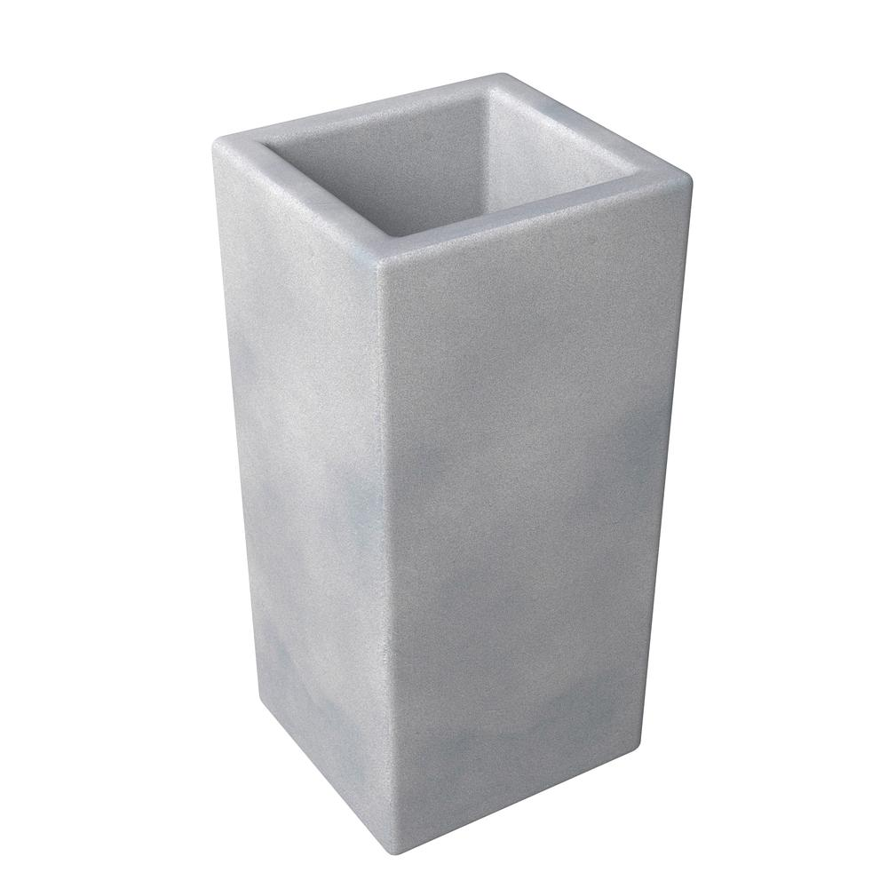 Terra Series Poly Stone Planter in Aged Concrete 15" x 15" 31.5" High