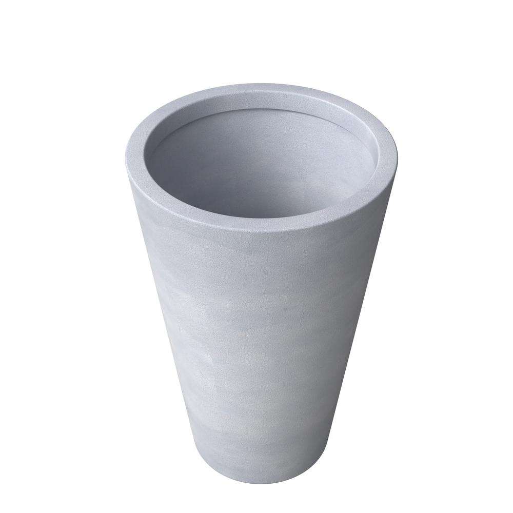 Pebble Series Poly Stone Planter 23.6." Dia 31.5" High in Grey