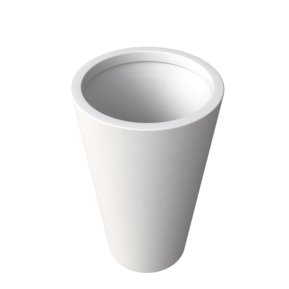 Pebble Series Poly Stone Planter 23.6." Dia 31.5" High in White