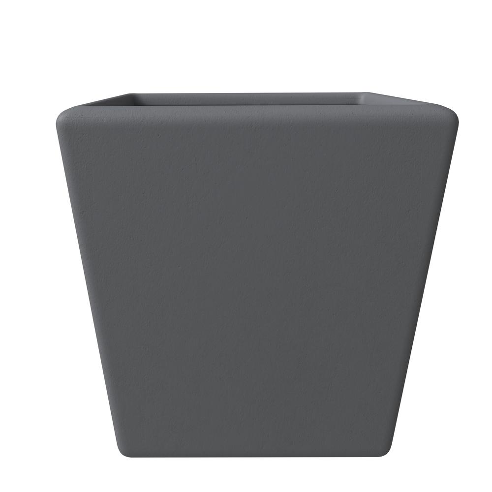 Blossom Series Poly Stone Planter in Dark Grey 14 Dia, 13.4 High