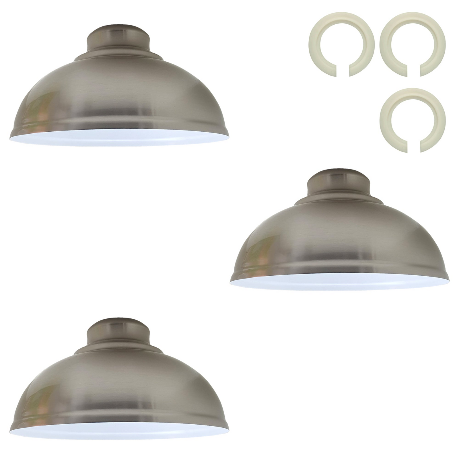 Vintage Satin Nickel Metal Pendant Lampshade – Easy-Fit Retro Ceiling Light Shade
