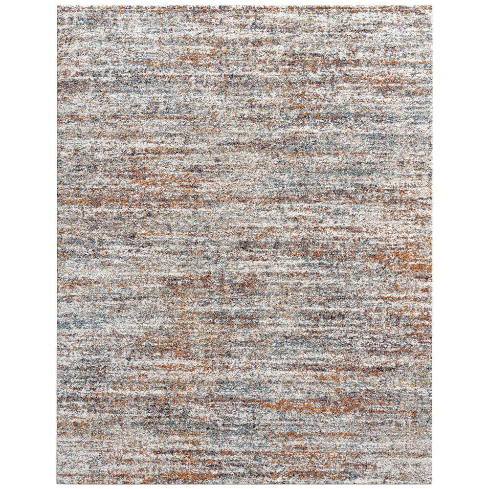 Granada Ezra Ivory, Blue, Orange, and Rust Olefin Shag Area Rug, 7' 10" x 10' 10"