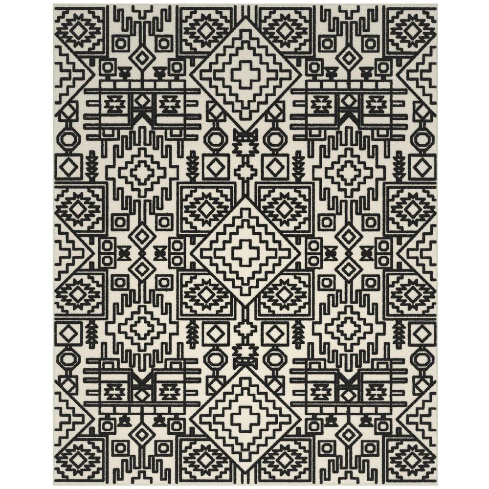 Napa Mercana Ivory and Black Chenille High-Low Area Rug, 5'3" x 7'6"
