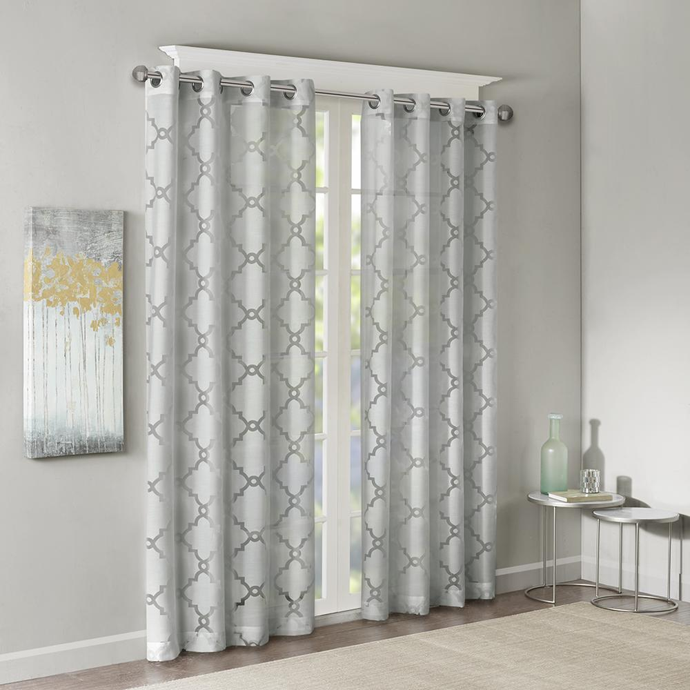 Fretwork Burnout Sheer Curtain Panel