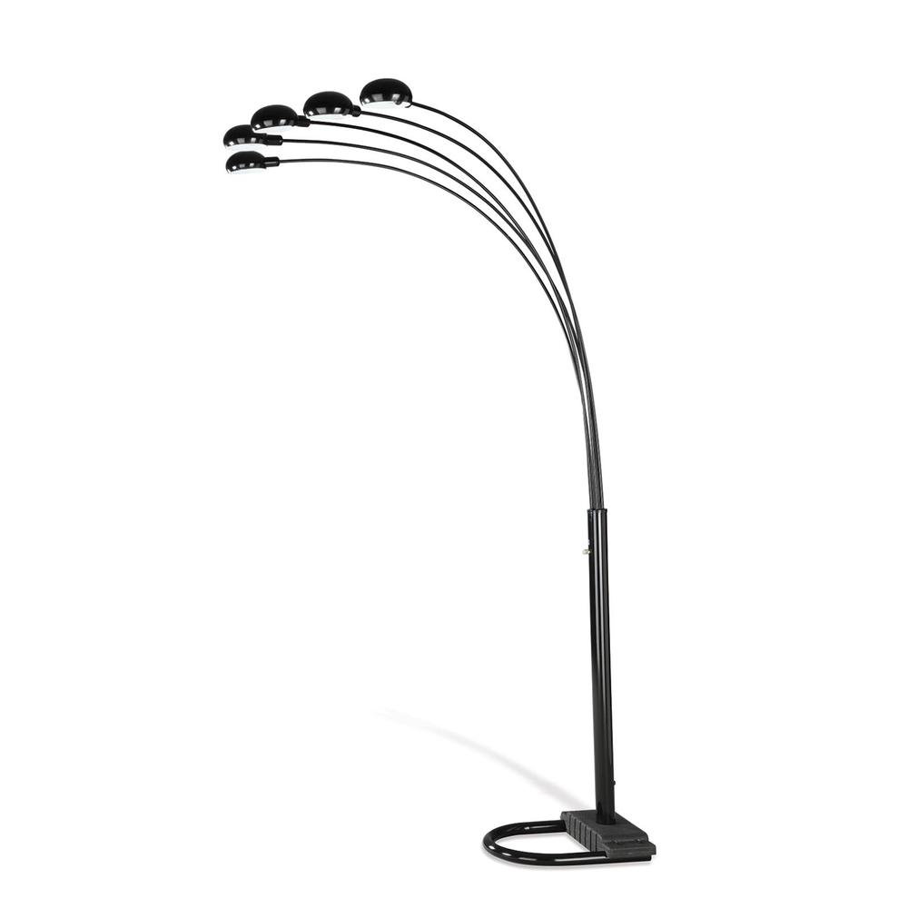 Kayd 92-Inch Arc 5-Light Dome Shade Metal Floor Lamp – Satin Black
