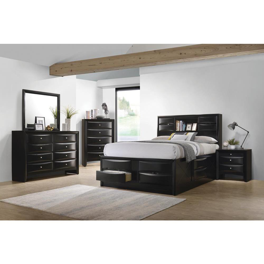 Briana Wood Queen Storage Bookcase Bed Black
