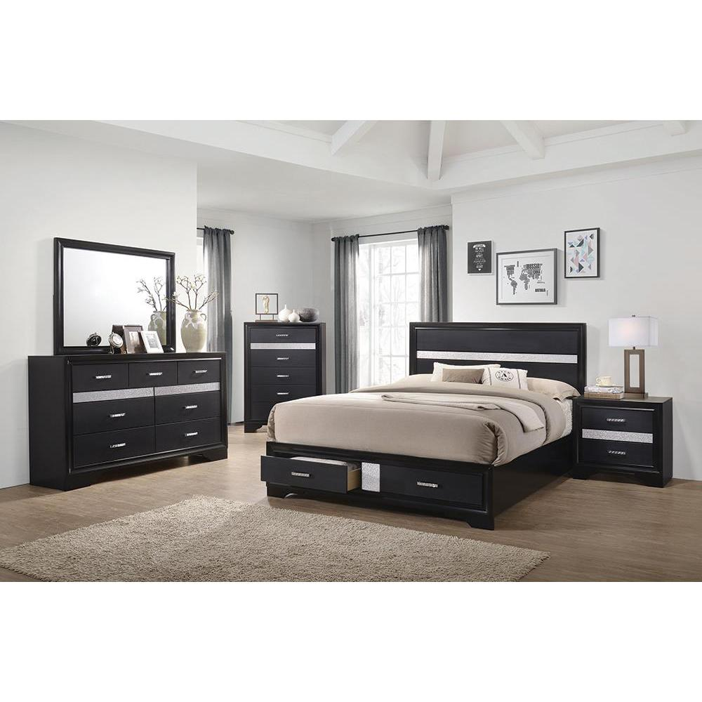 Miranda 51-inch Wood Eastern King Storage Panel Bed Black