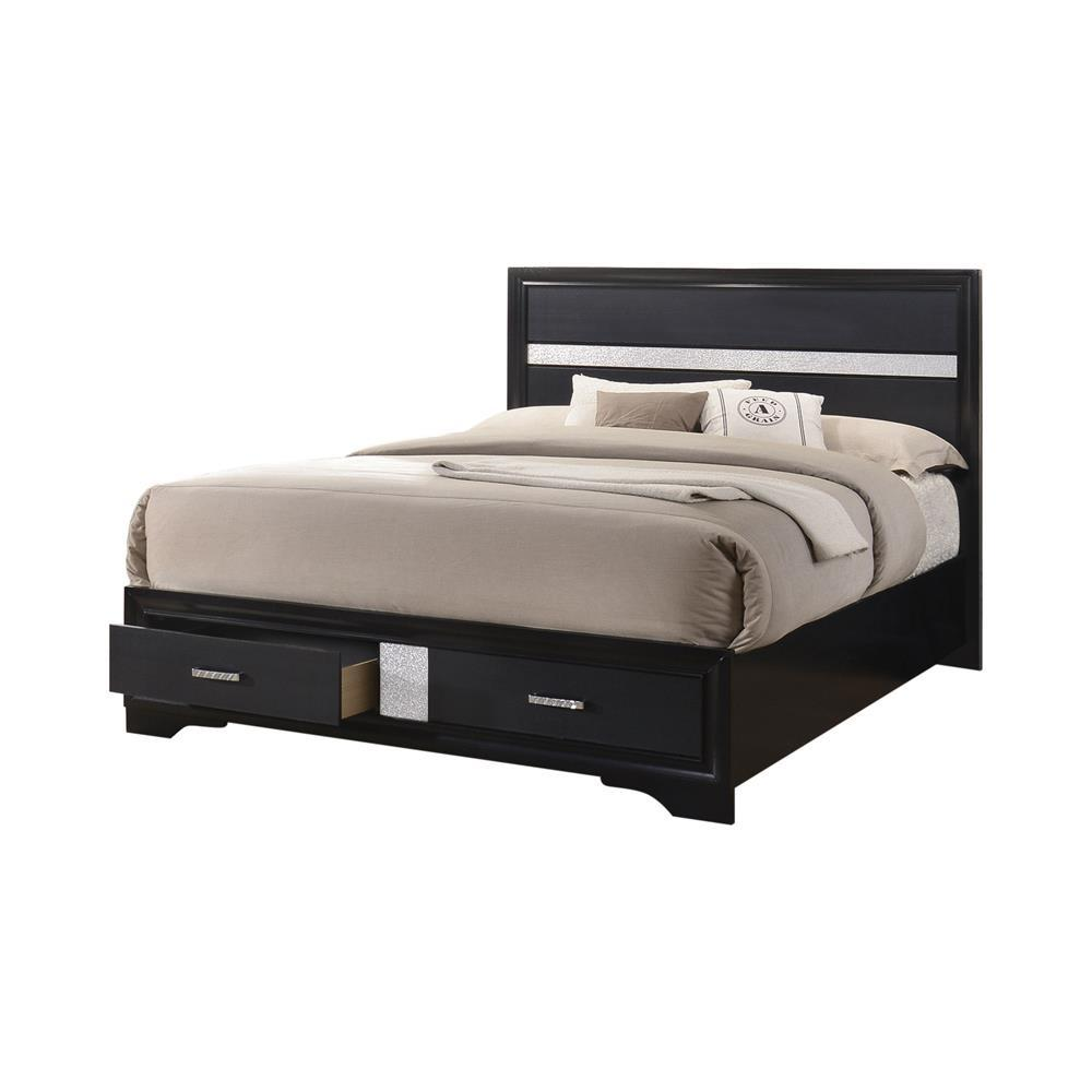 Miranda 51-inch Wood Eastern King Storage Panel Bed Black