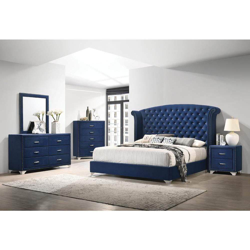 Melody Upholstered Dresser Mirror Pacific Blue