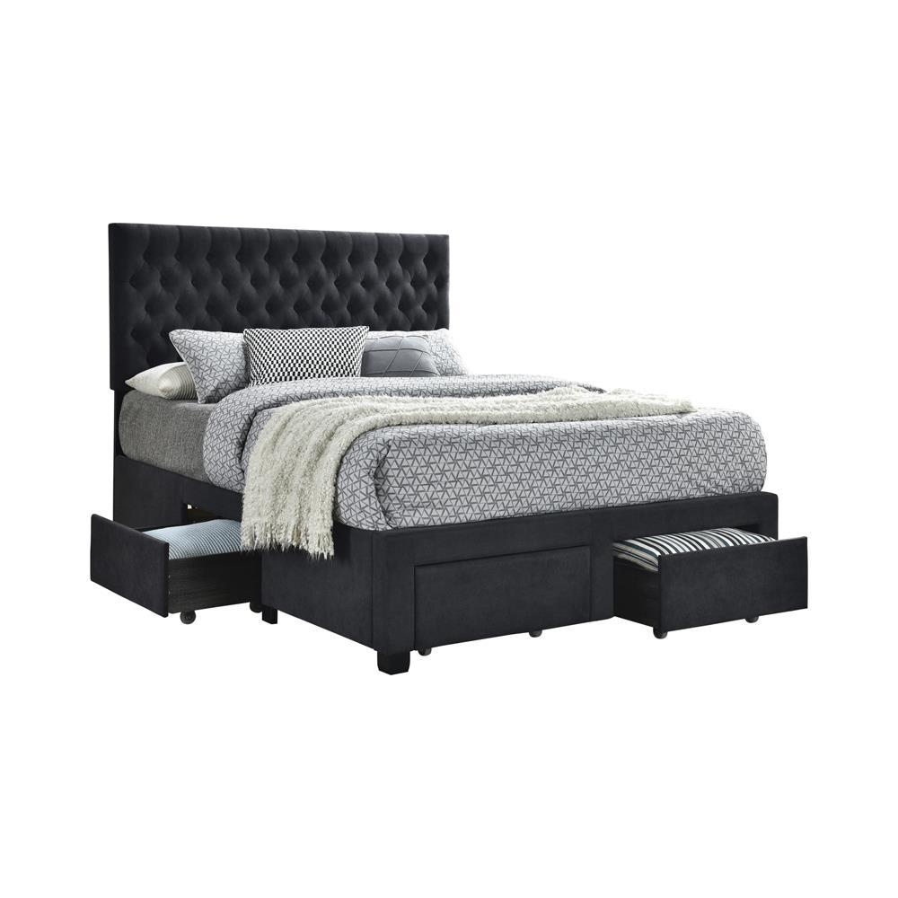 Soledad Upholstered Queen Storage Panel Bed Grey