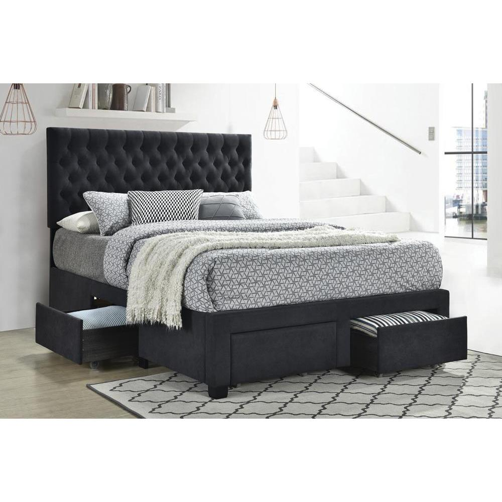 Soledad Upholstered Queen Storage Panel Bed Grey