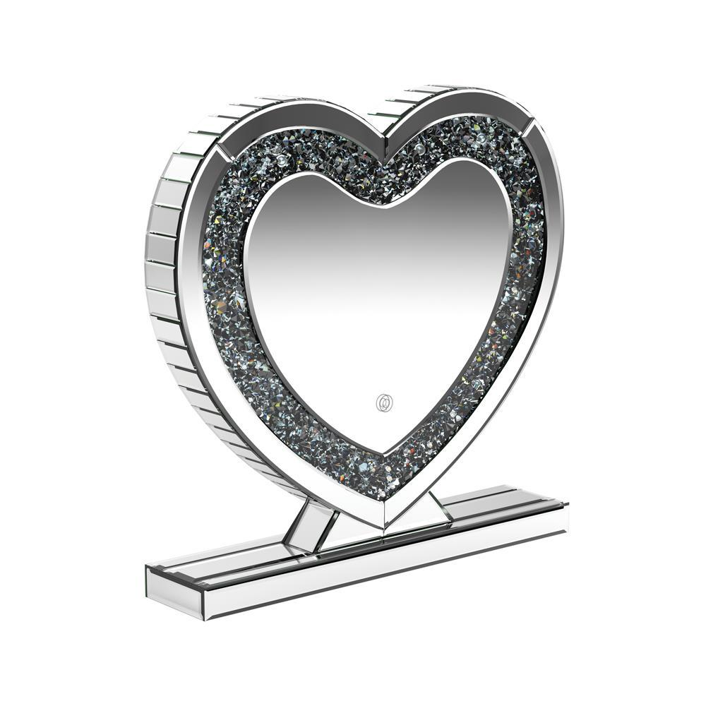 Euston Heart-Shaped Tabletop Vanity Mirror in Silver | Contemporary Decorative Accent Mirror