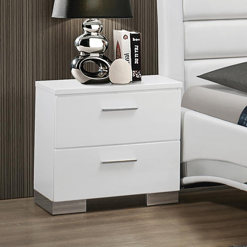 Felicity 2-drawer Nightstand White High Gloss