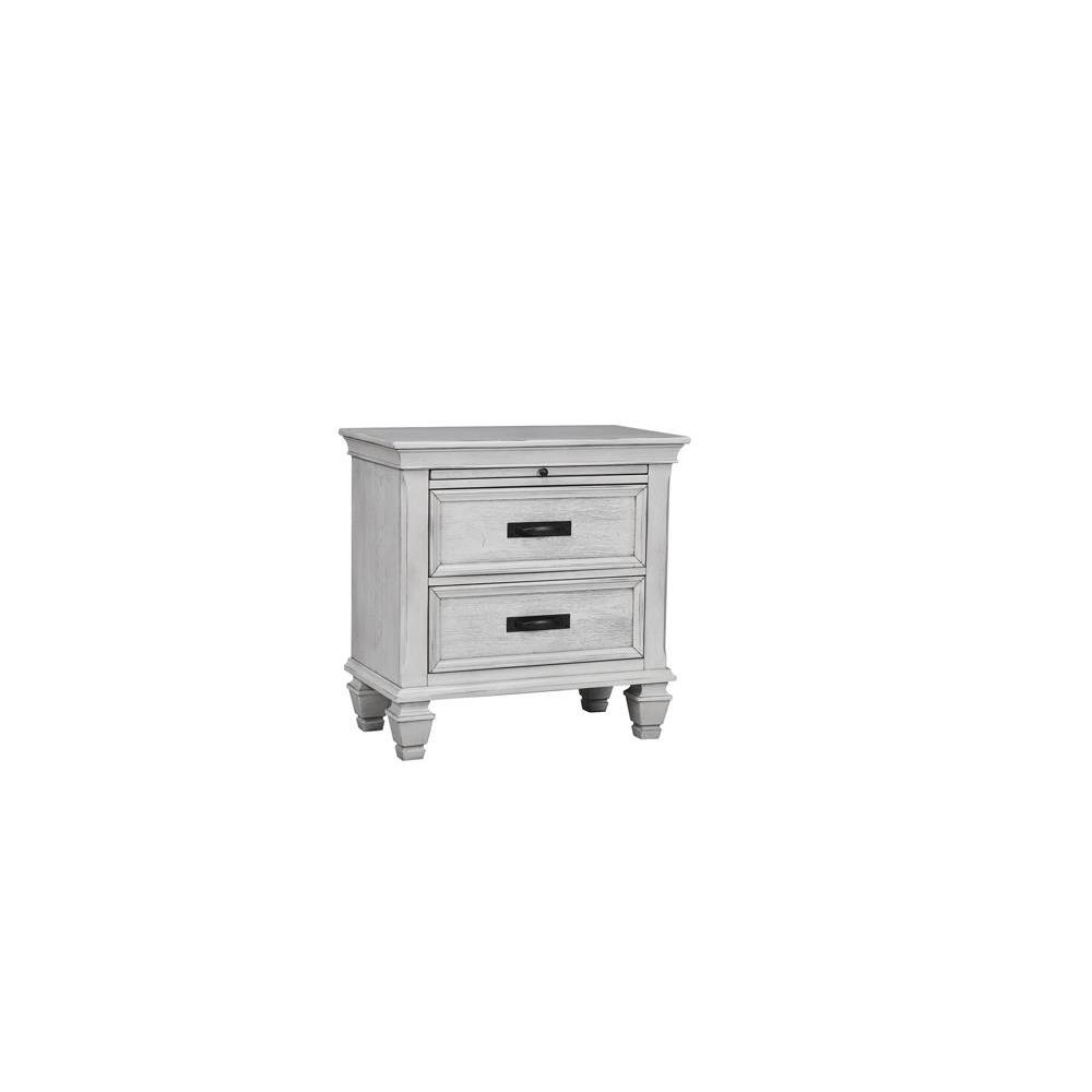 Franco 2-drawer Nightstand Distressed White