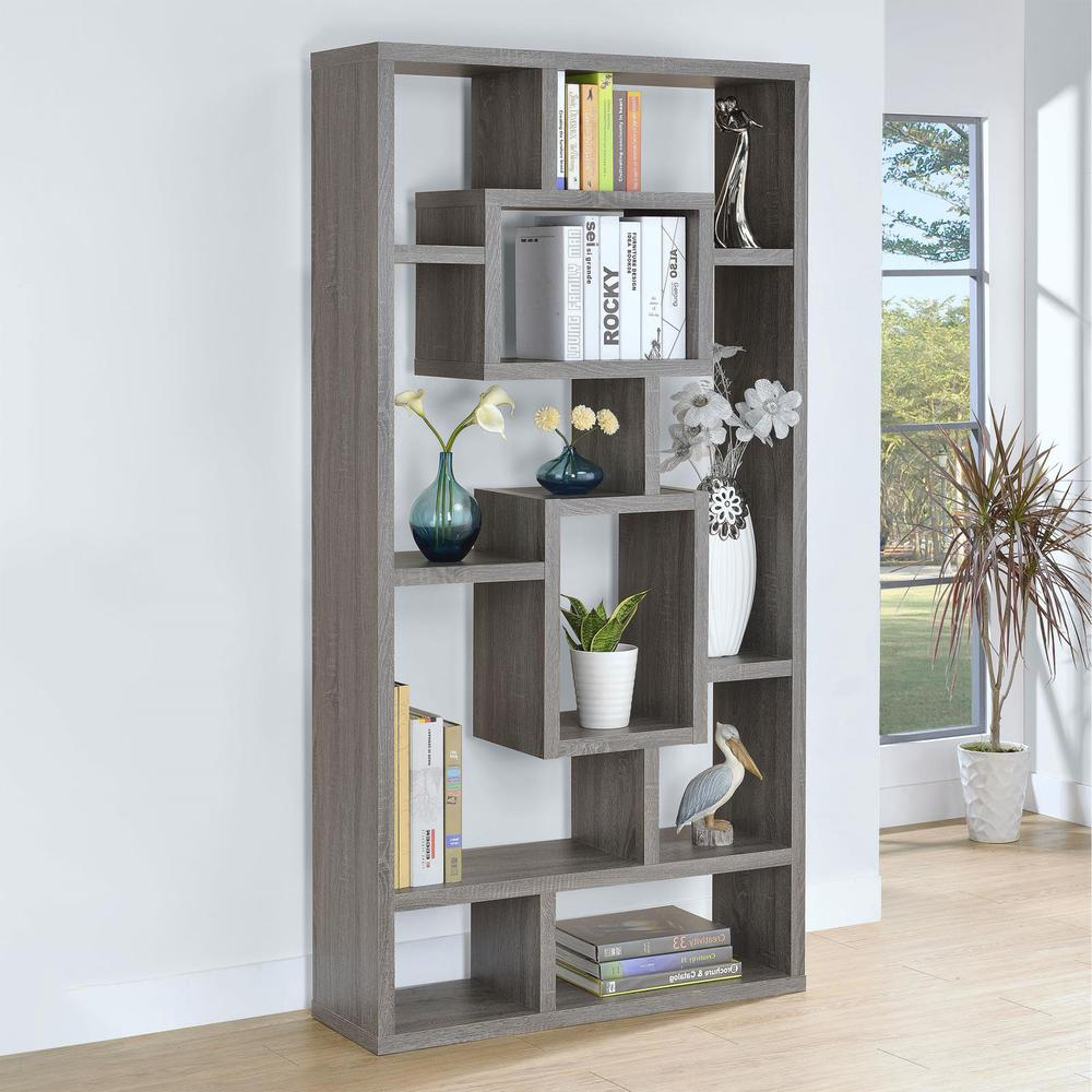 Corey 71-inch 8-shelf Bookshelf Weathered Grey