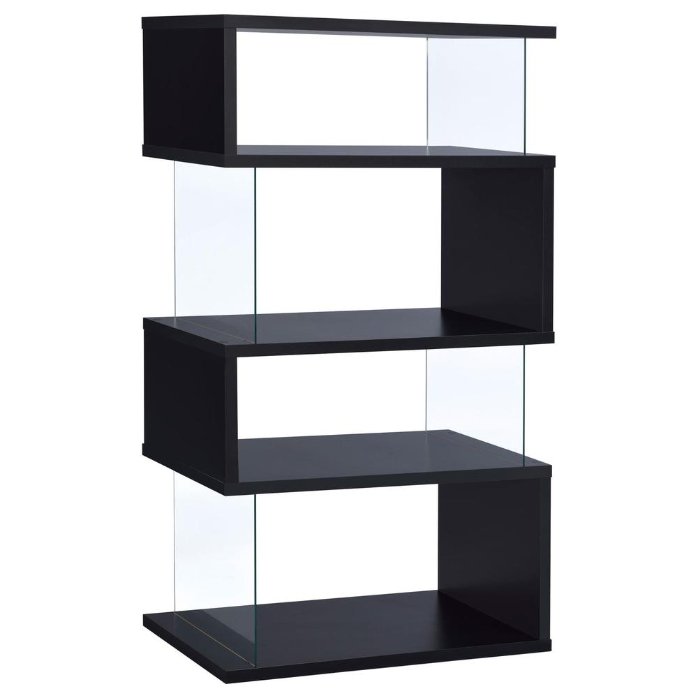 Emelle 63-inch 4-shelf Glass Panel Bookshelf Black
