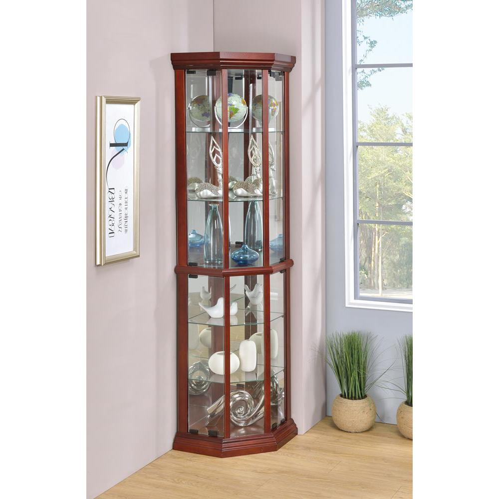 Appledale 6-shelf Corner Curio Display Cabinet Medium Brown
