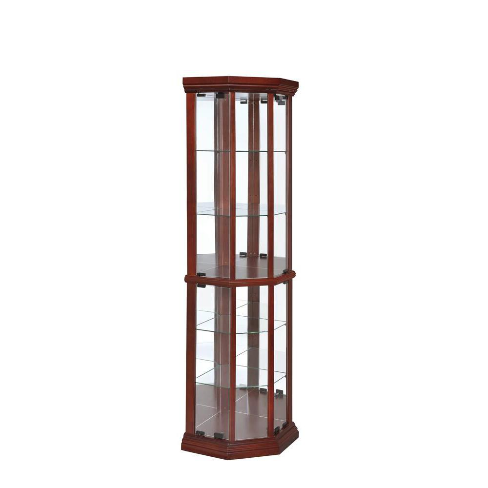 Appledale 6-shelf Corner Curio Display Cabinet Medium Brown