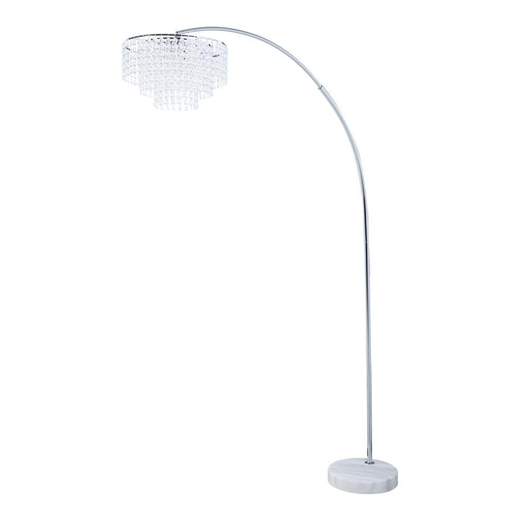 Shirley 86-inch Hanging Crystal Arc Metal Floor Lamp – Chrome