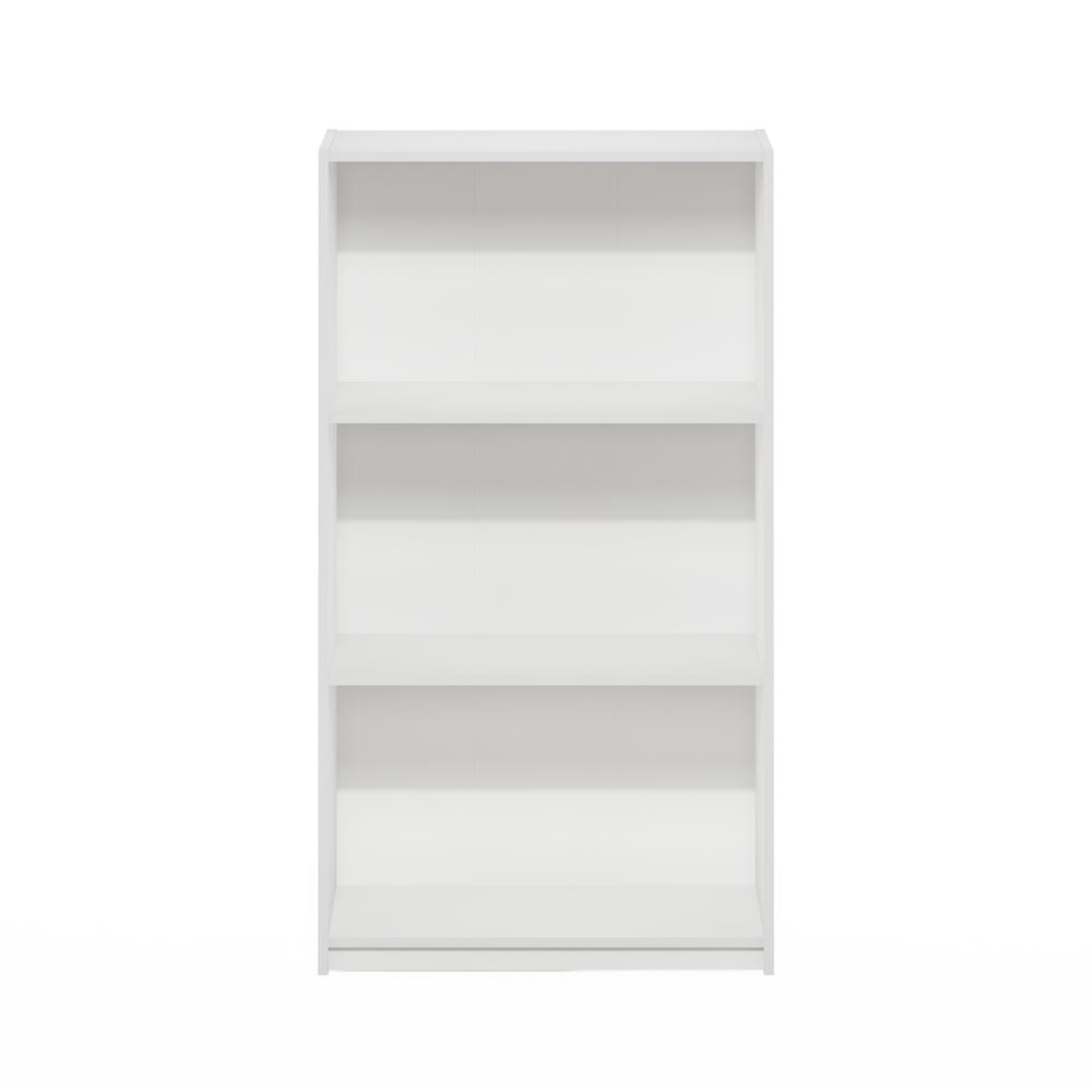 Basic 3-Tier Bookcase Storage Shelves, White/White