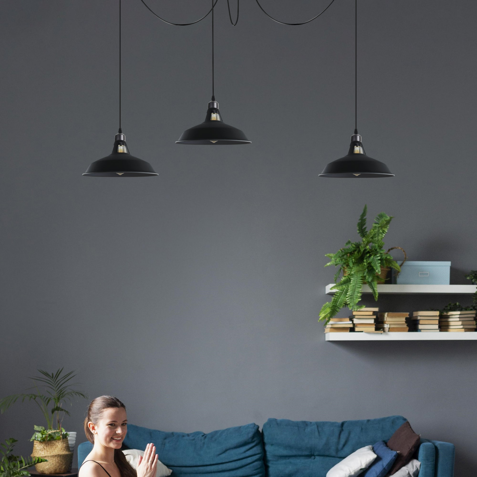 Modern Ceiling Light 3 Head Pendant ~ 1969