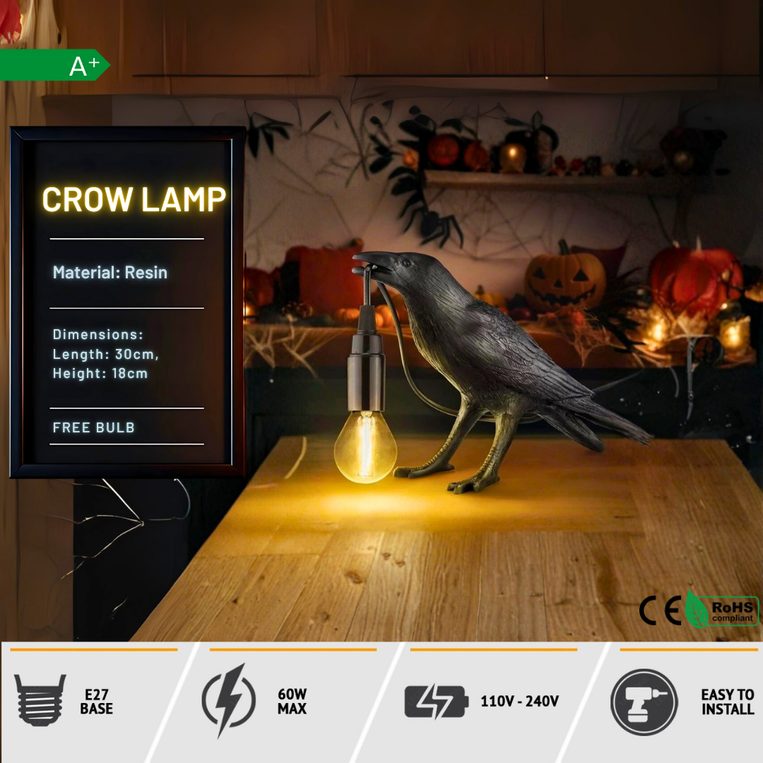 Crow Table Lamp / Wall Lamp with Free E27 Bulb – Model 4780