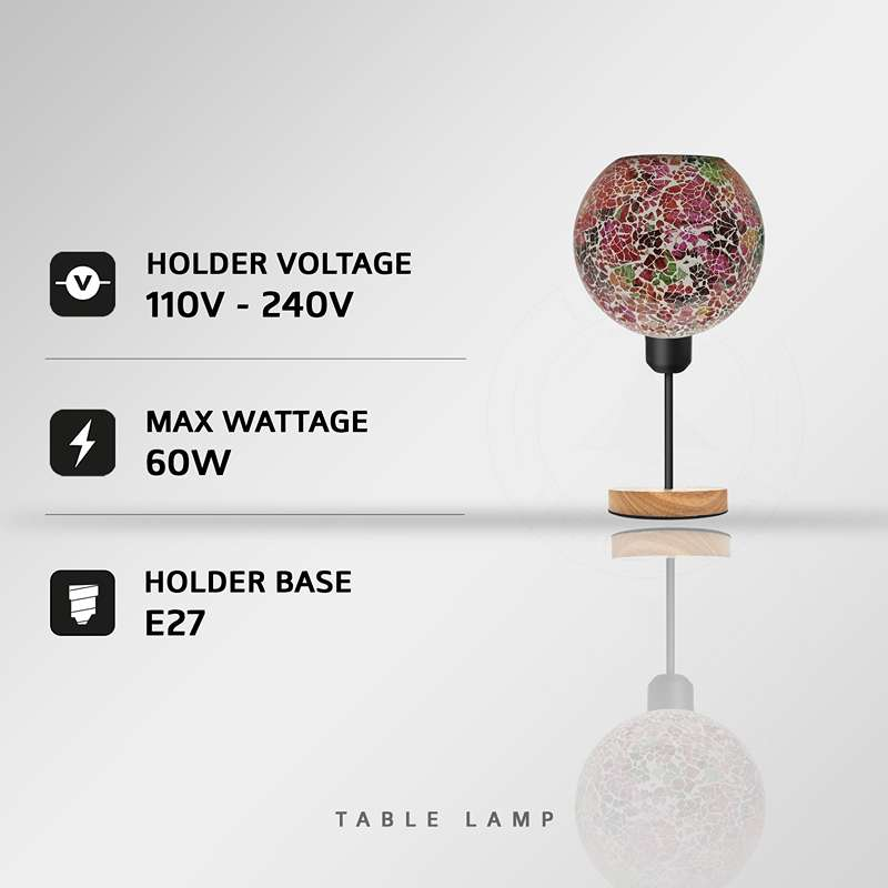 Turkish Mosaic Table Lamp ~5023 – Vintage Mosaic & Wood Design