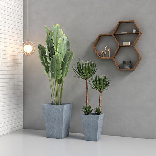 Serene Series Planter Set In Aged Concrete