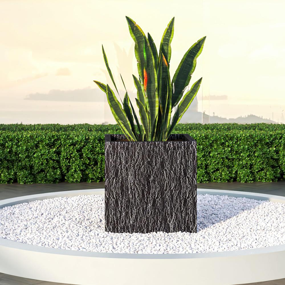 Verdura Series Cubic Poly Stone Planter in Dotted Blck 21.7 Cube