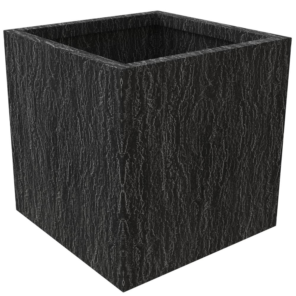 Verdura Series Cubic Poly Stone Planter in Dotted Blck 25.6 Cube