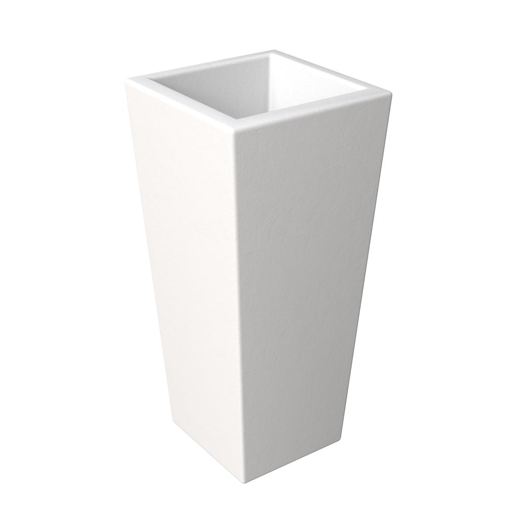 Orna Series Poly Stone Planter 17.7 Dia 36.2 High in White