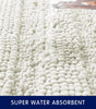 Soft 1-piece Luxury Chenille Striped Bathroom Rug, Ivory, 18" x 48", Large