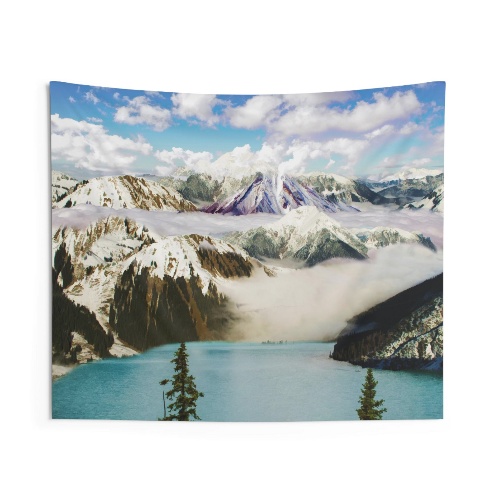 Mountain Lake Wall Tapestry – Nature-Inspired 100% Polyester Decorative Wall Tapestry