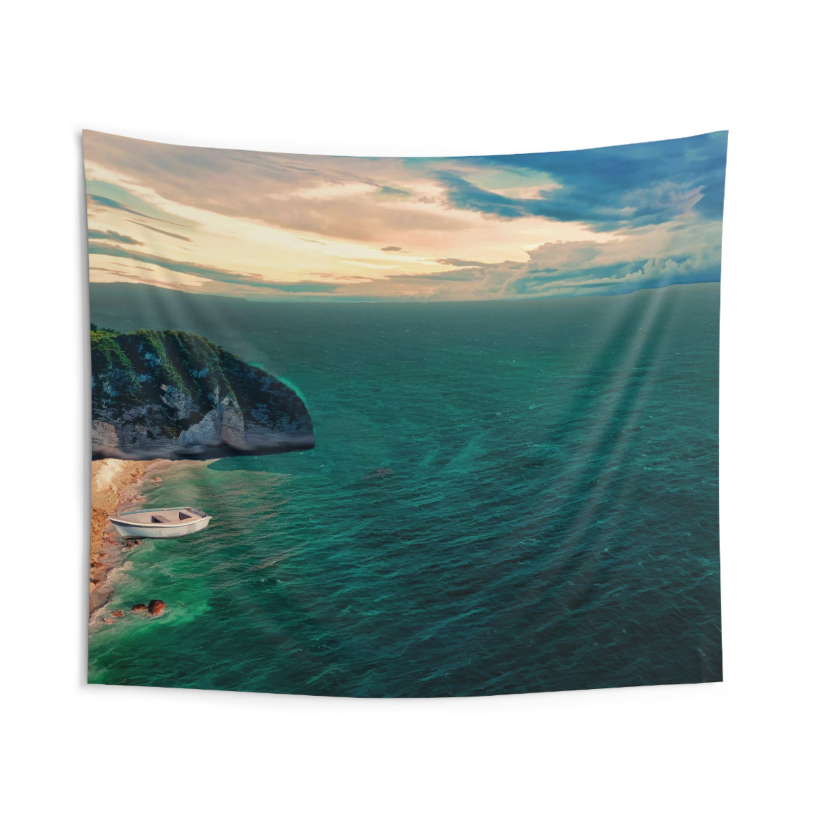 Greece Sea Wall Tapestry – 100% Polyester Decorative Wall Tapestry
