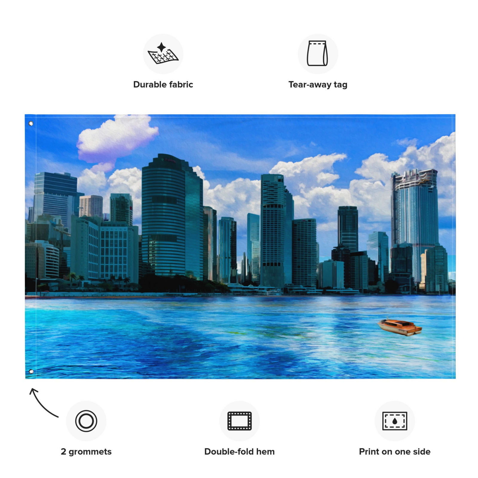 Brisbane Riverside Wall Tapestry – 100% Polyester Cityscape Wall Hanging