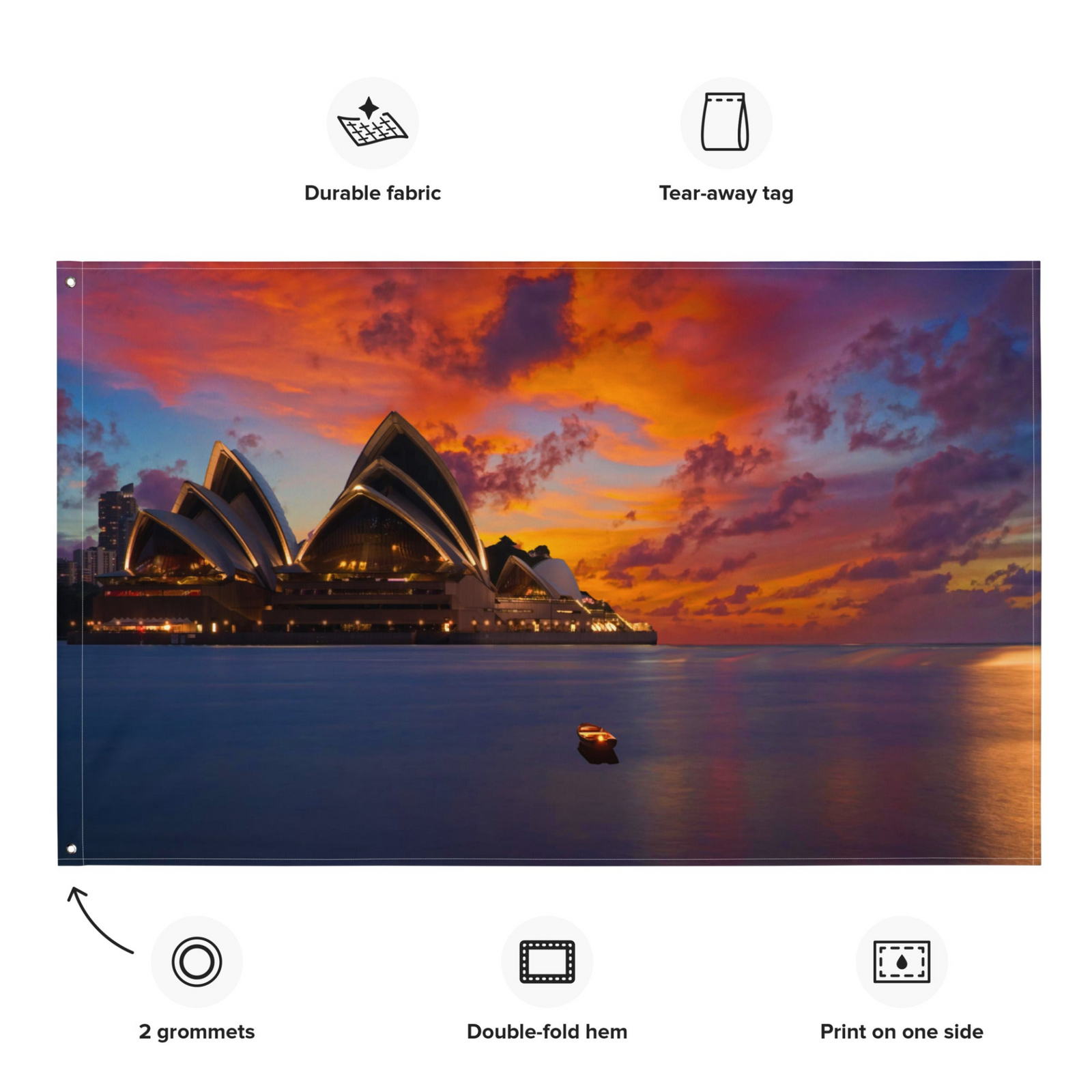 Sydney Opera House Wall Tapestry – 100% Polyester Architectural Wall Hanging