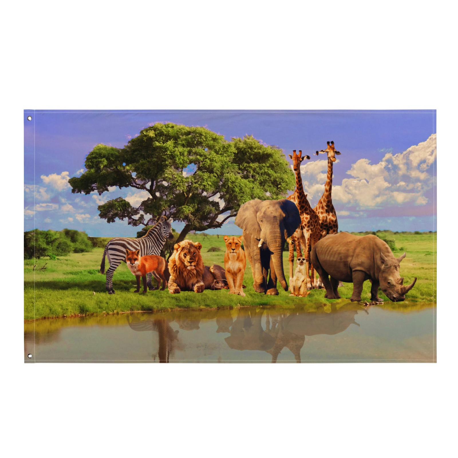 Animal Group Tree Wall Tapestry – 100% Polyester Nature-Inspired Wall Hanging