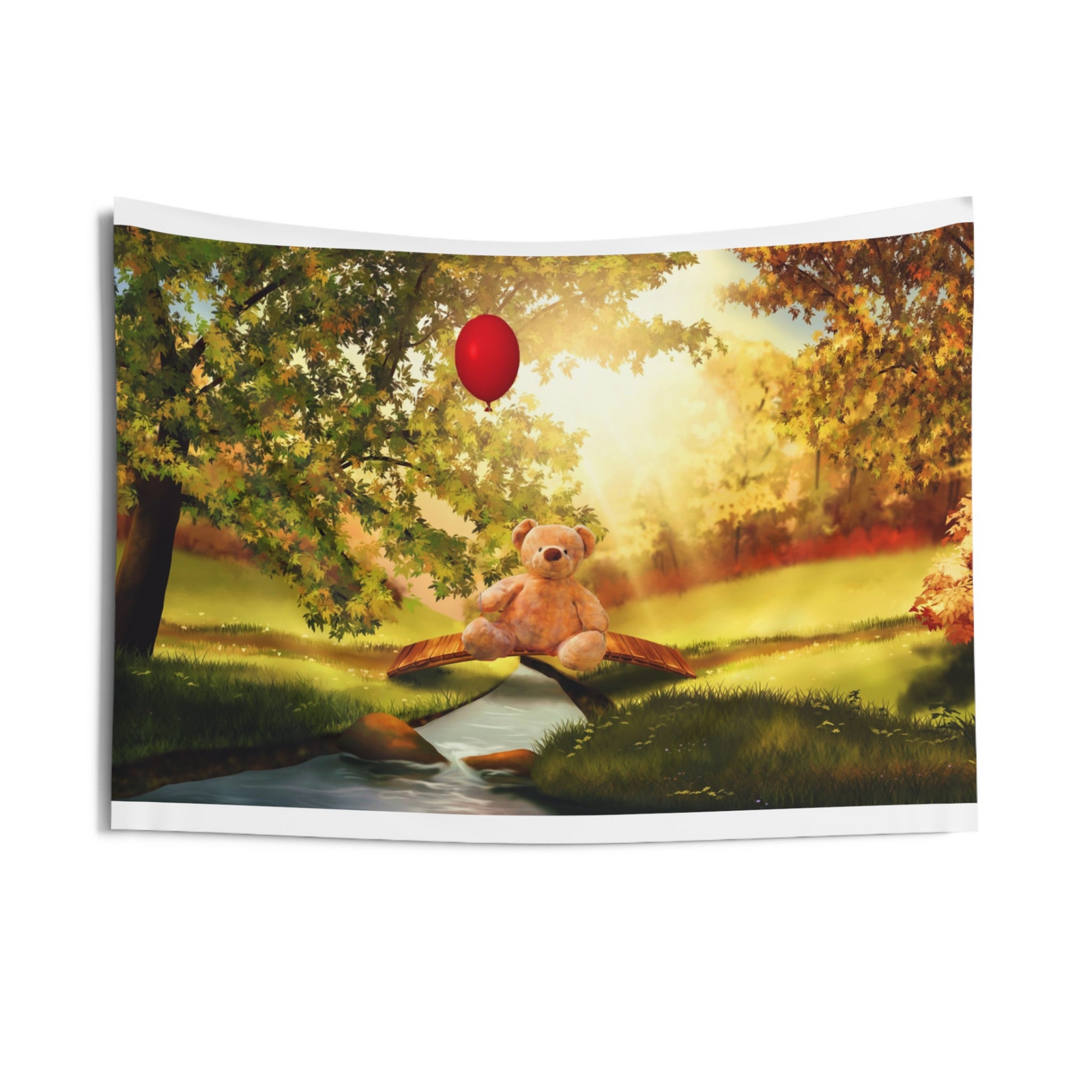 Teddy Bear Wall Tapestry – Soft-Themed 100% Polyester Decorative Wall Tapestry