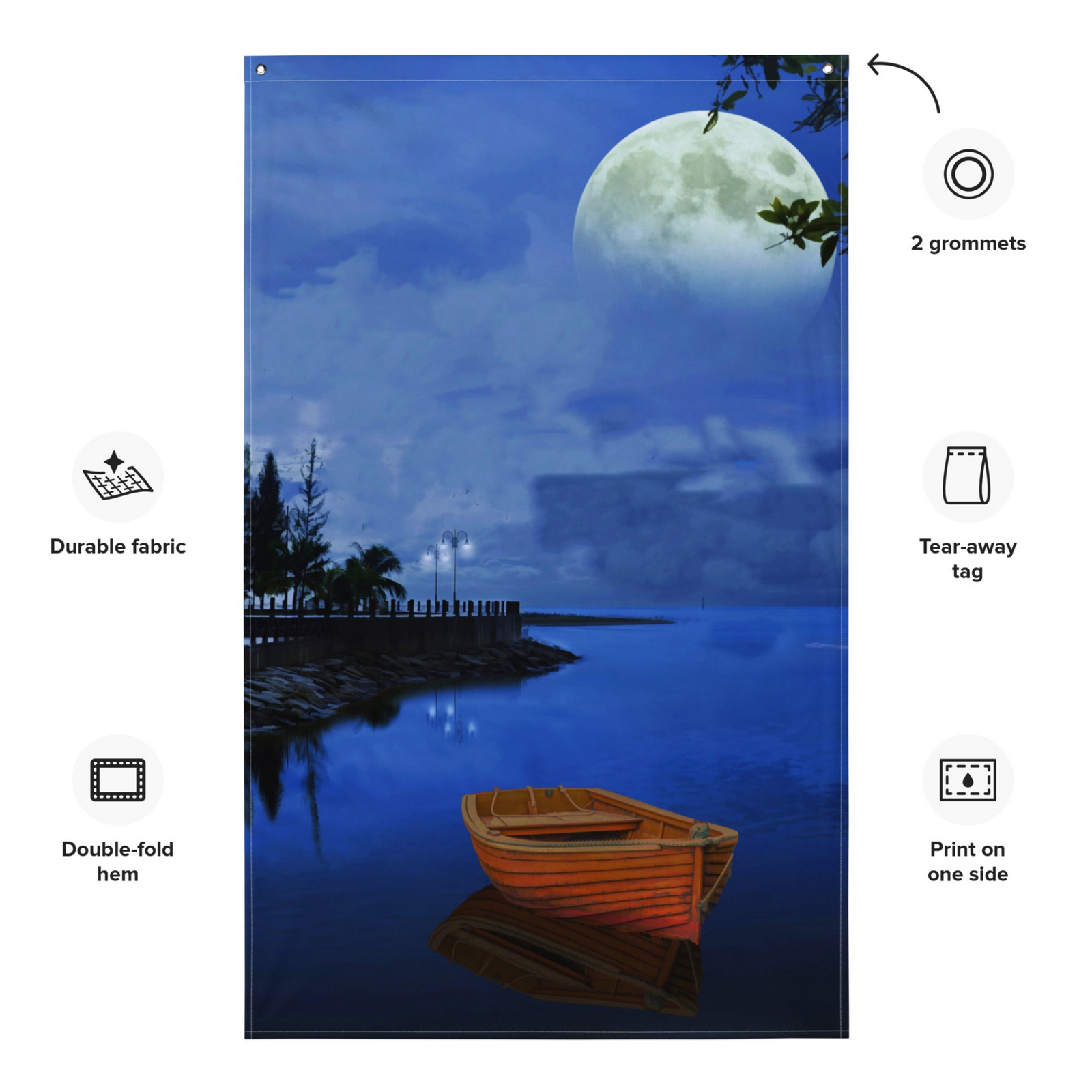 Riverside Walk Painting Wall Tapestry – Scenic Polyester Flag Wall Hanging