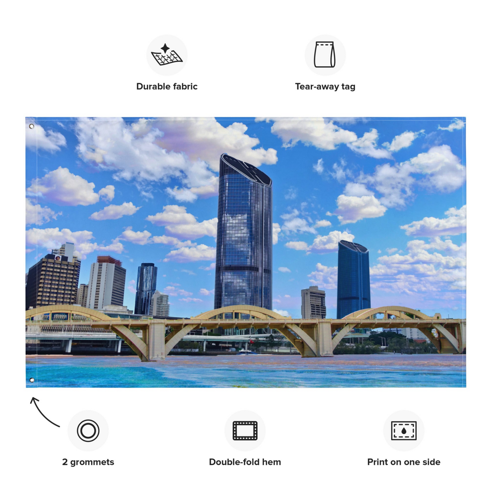 Brisbane River Bridge Wall Tapestry – 100% Polyester Cityscape Wall Hanging