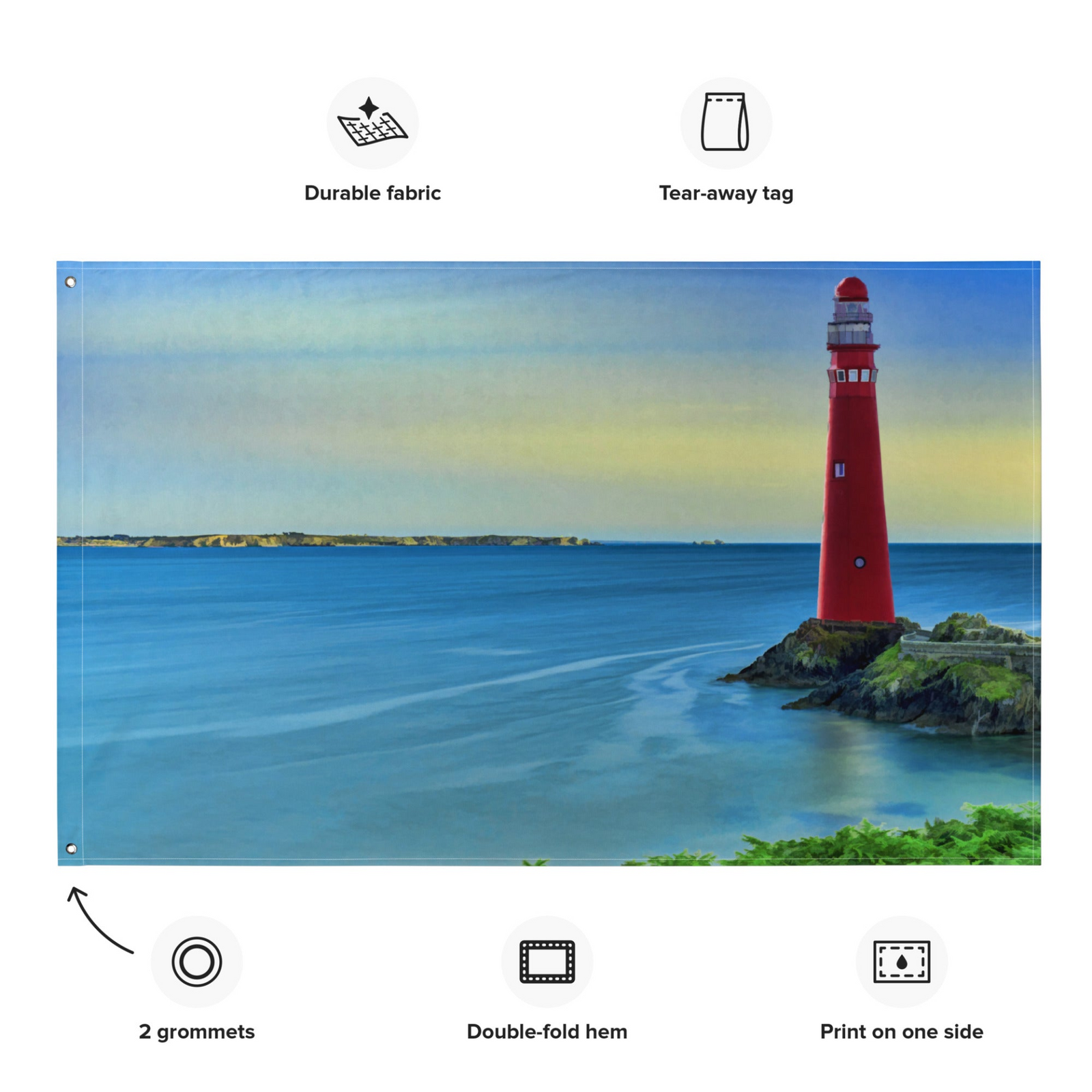 Lighthouse Painting Wall Tapestry – 100% Polyester Coastal Wall Hanging