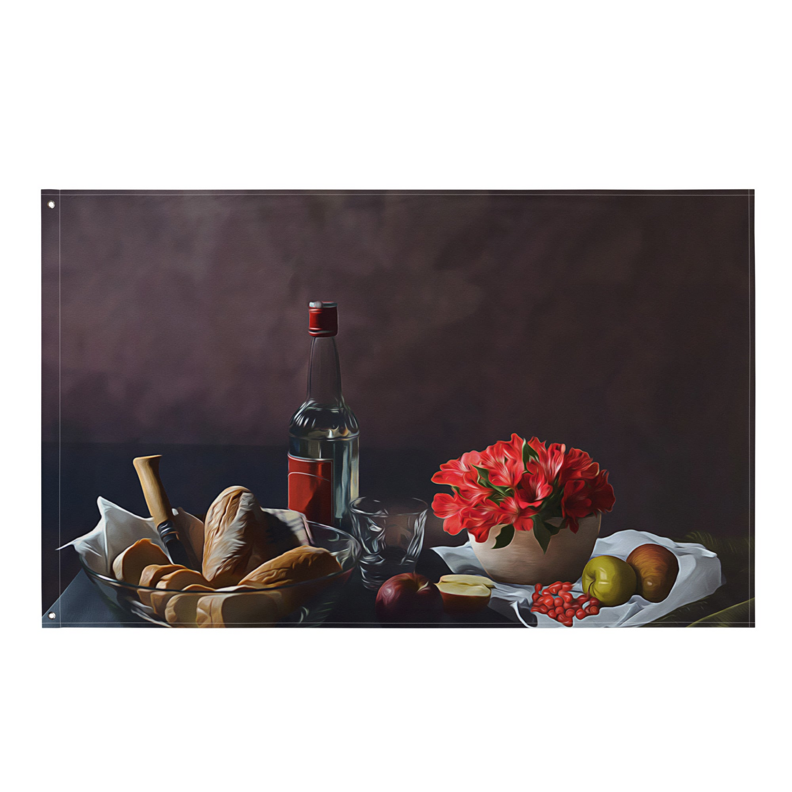 White Wine Painting Wall Tapestry – 100% Polyester Elegant Wall Hanging