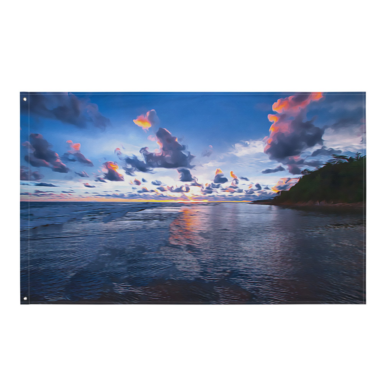 Ocean Clouds Wall Tapestry – 100% Polyester Coastal Wall Hanging
