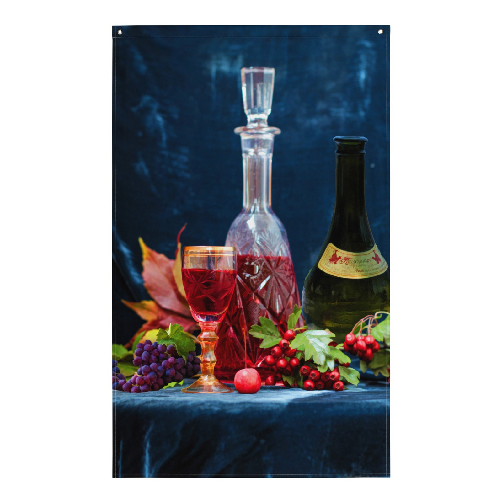 Wine Art Wall Tapestry – Elegant Polyester Flag Wall Hanging