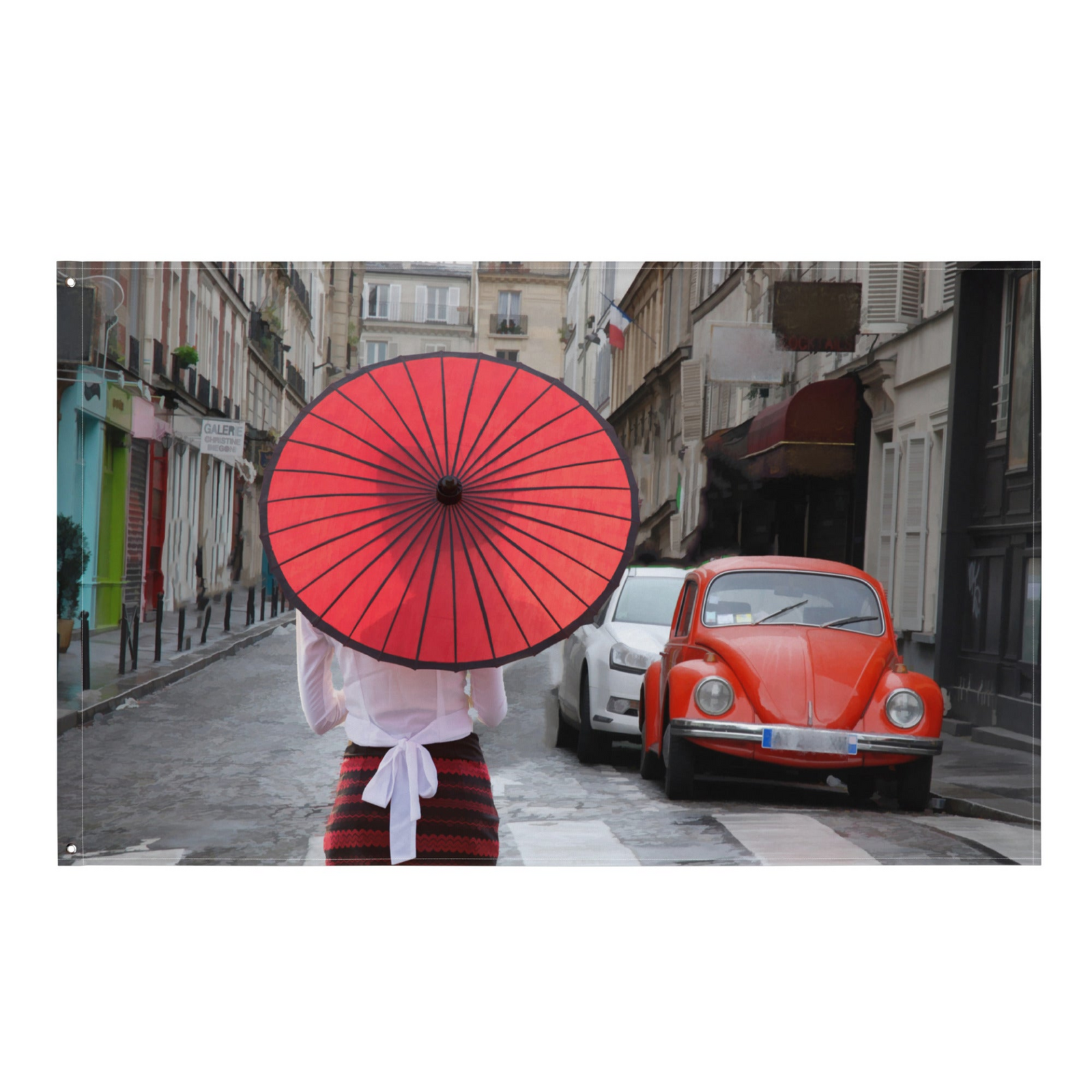 Umbrella Woman Painting Wall Tapestry – 100% Polyester Artistic Wall Hanging
