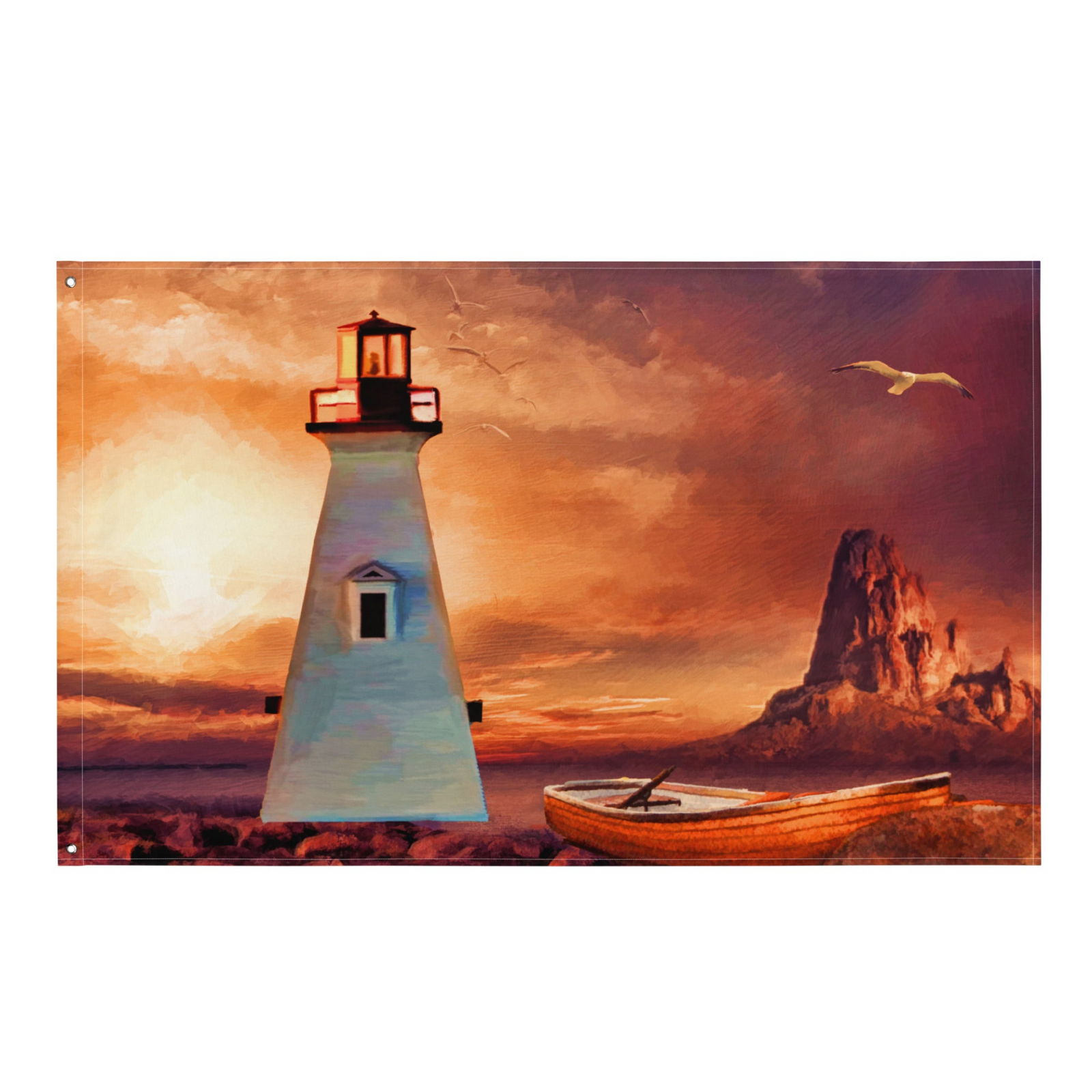 Vintage Lighthouse Wall Tapestry – 100% Polyester Coastal Wall Hanging