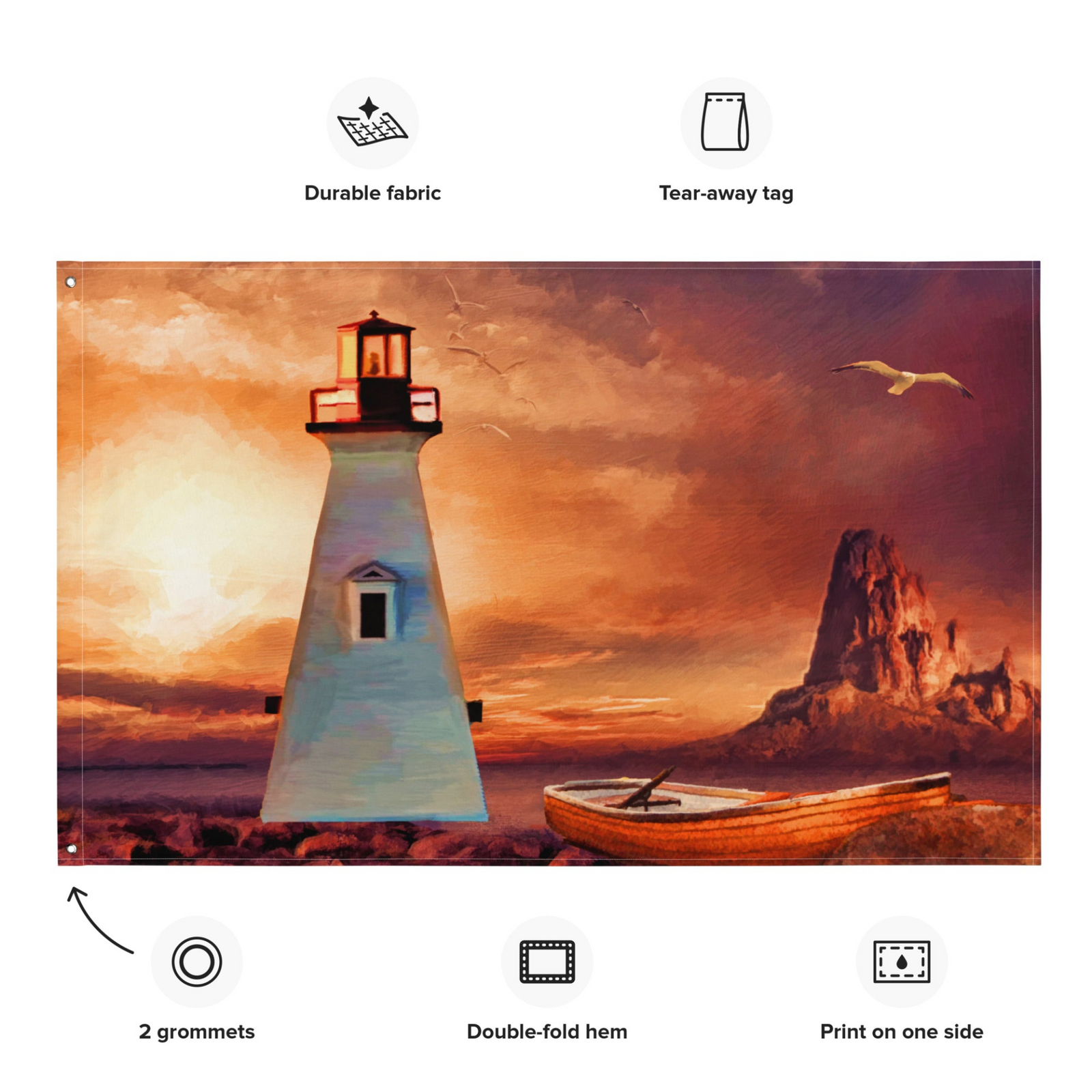 Vintage Lighthouse Wall Tapestry – 100% Polyester Coastal Wall Hanging