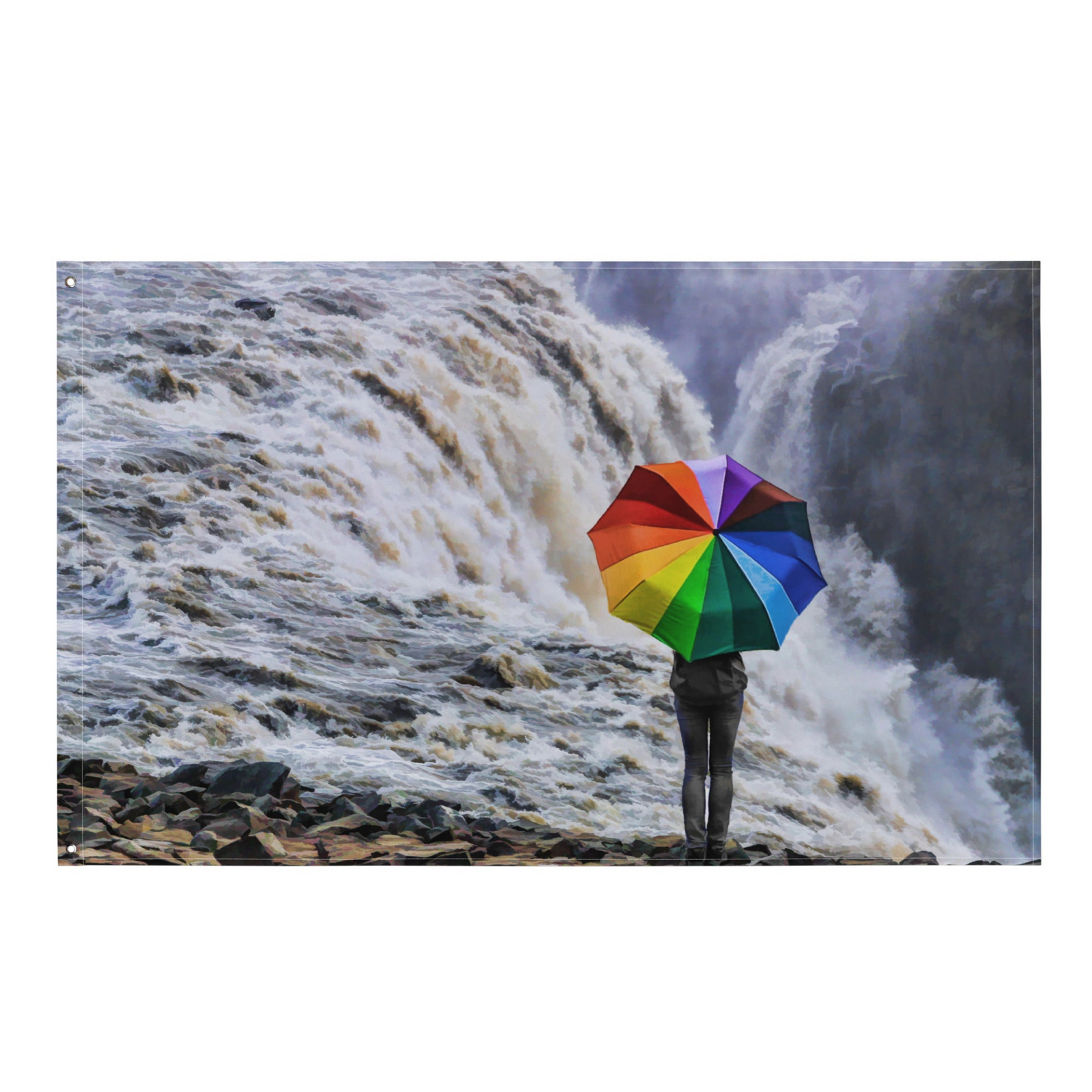 Waterfall Umbrella Wall Tapestry – 100% Polyester Artistic Wall Hanging