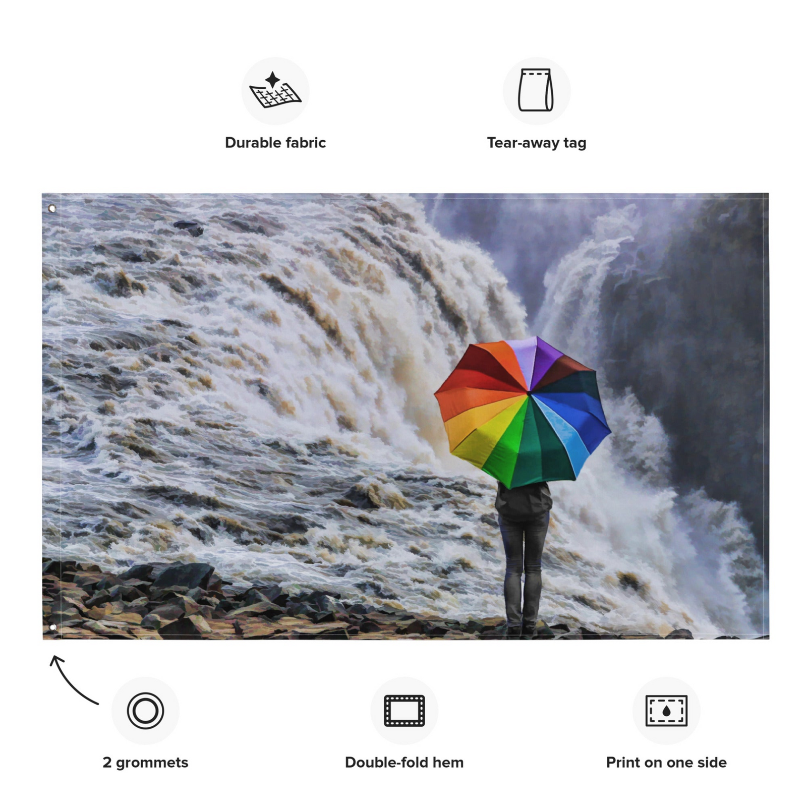 Waterfall Umbrella Wall Tapestry – 100% Polyester Artistic Wall Hanging