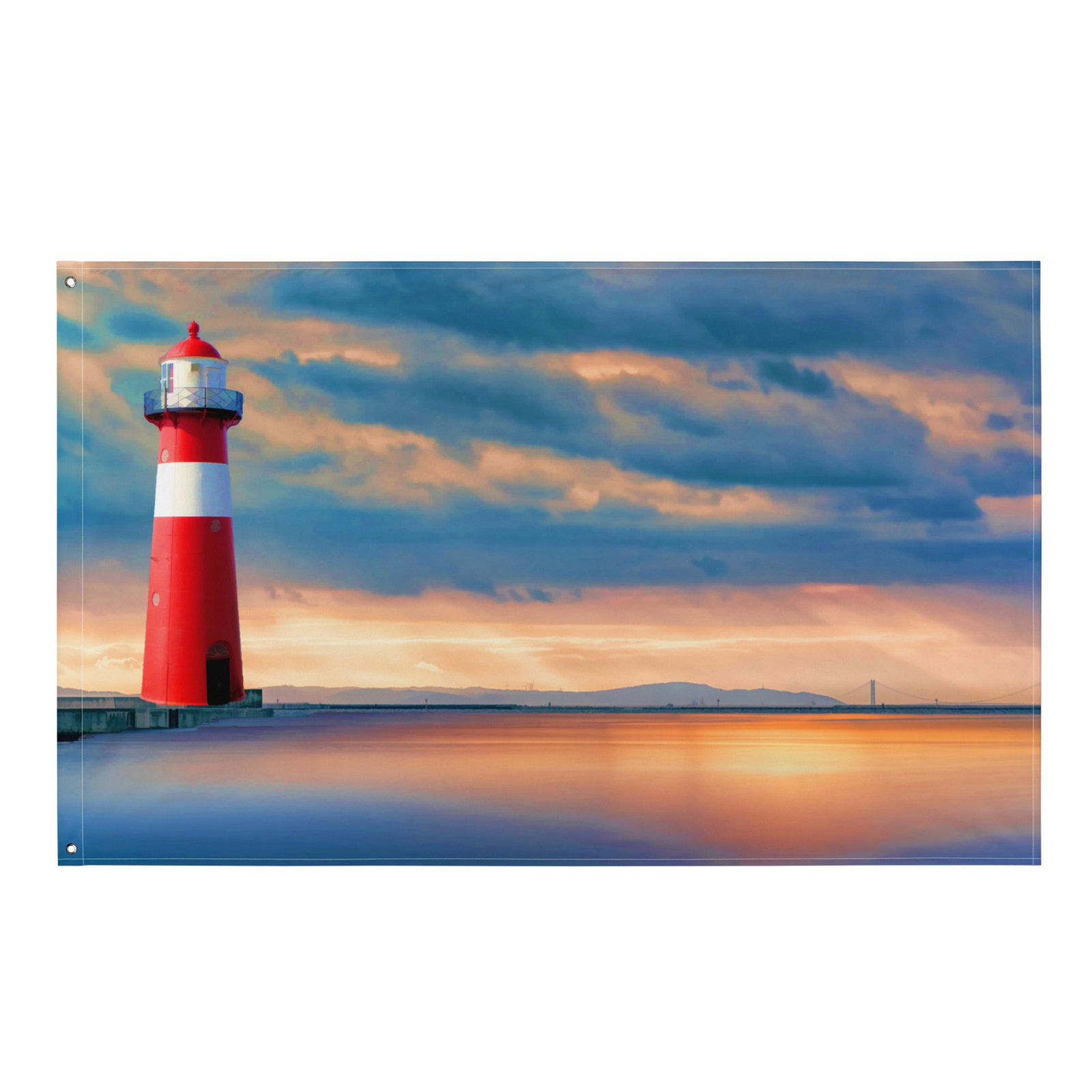 Lighthouse Sunset Wall Tapestry – 100% Polyester Coastal Wall Hanging